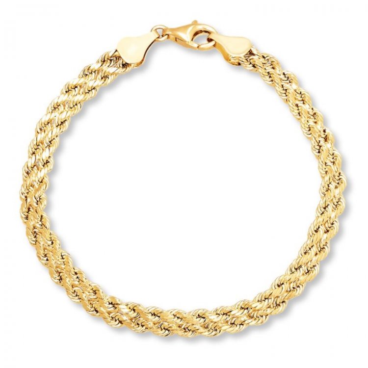 Braided Rope Bracelet 10K Yellow Gold 7.25 Length