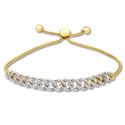 Diamond Link Bolo Bracelet 1/4 ct tw Round-cut 10K Yellow Gold