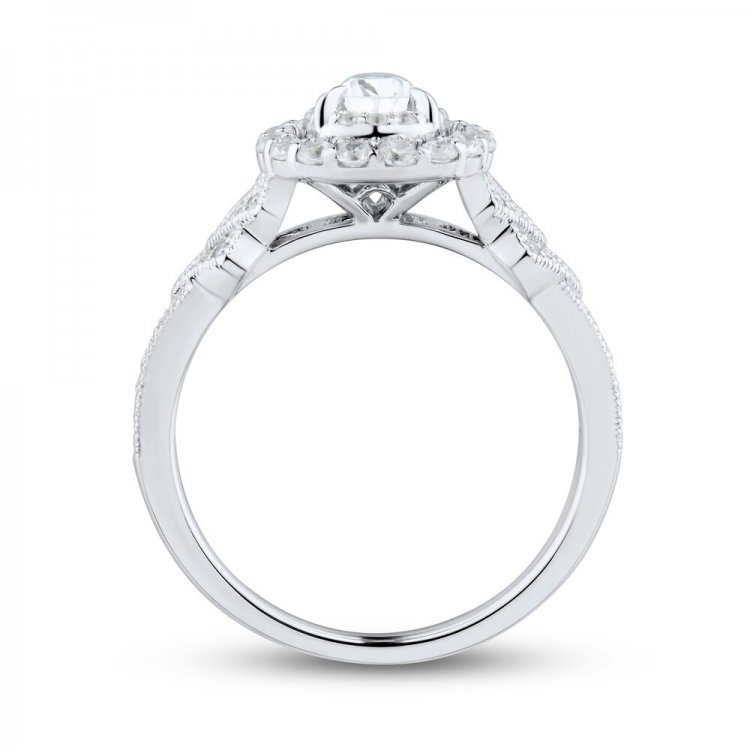 Diamond Engagement Ring 3/4 ct tw Pear/Round 14K White Gold