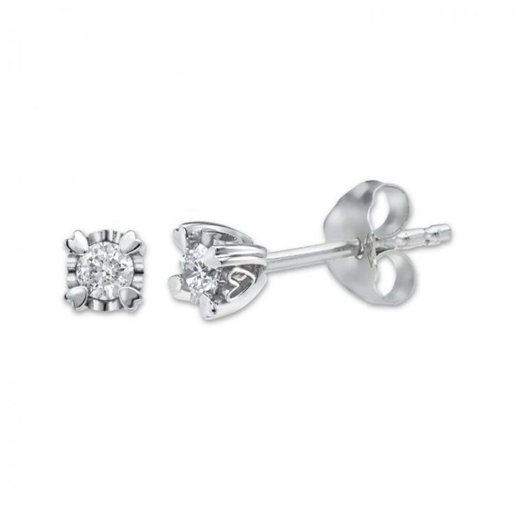 Diamond Solitaire Earrings 1/20 ct tw 14K White Gold