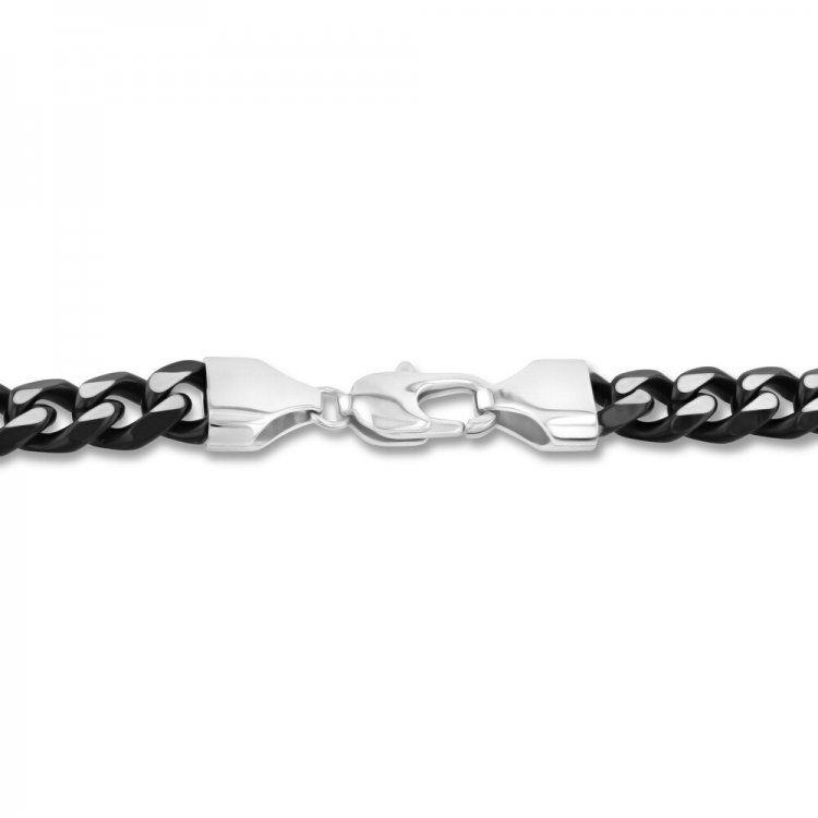 Mens Curb Chain Necklace Stainless Steel/Black Ion Plating 24