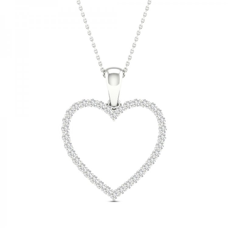 Diamond Heart Necklace 1/4 ct tw Round-Cut 10K White Gold 18