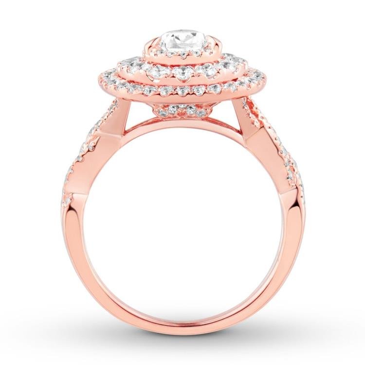 Diamond Engagement Ring 1-1/4 ct tw Pear/Round 14K Rose Gold