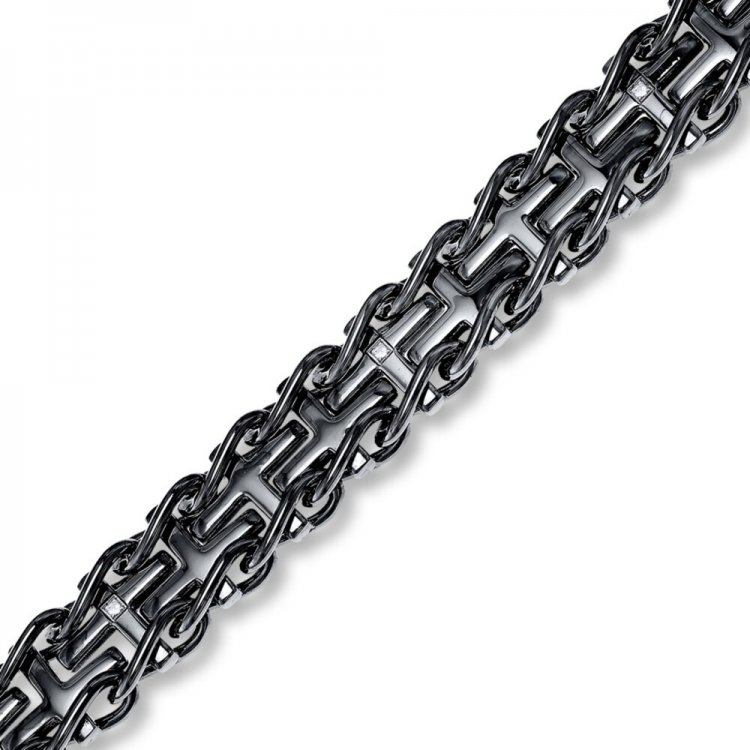 Men's Diamond Bracelet Stainless Steel 8.5