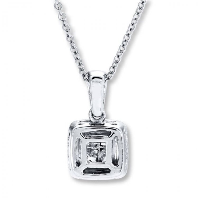 Diamond Necklace 1/2 ct tw Princess-cut/Round 14K White Gold