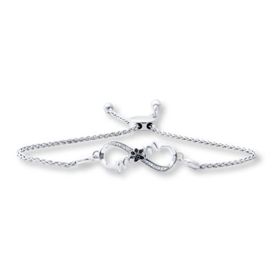 Paw Print Diamond Bolo Bracelet Sterling Silver