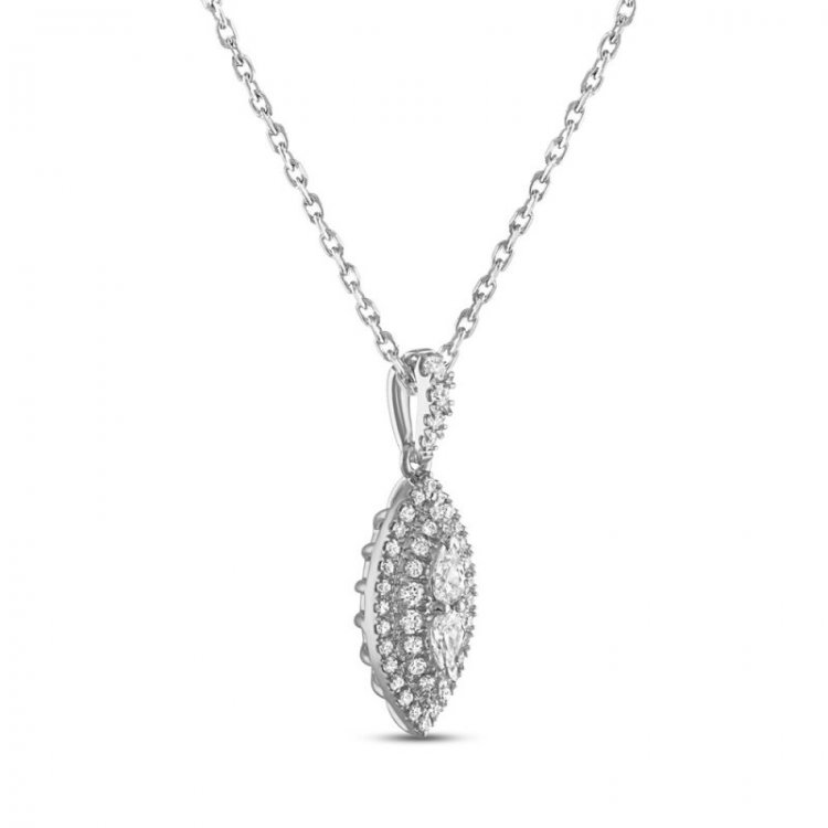 Forever Connected Diamond Necklace 1/4 ct tw Pear/Round-Cut 10K White Gold 18