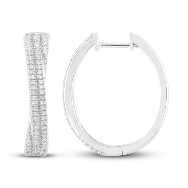 Diamond Hoop Earrings 1/4 ct tw Round-cut Sterling Silver