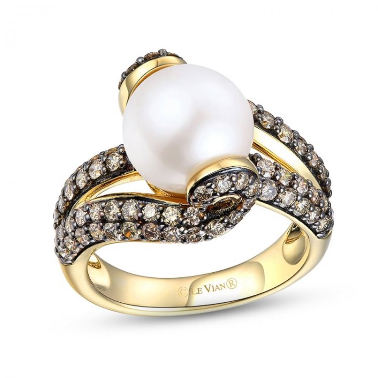 Le Vian Chocolatier Pearl Ring 1-1/5 ct tw Diamonds 14K Honey Gold