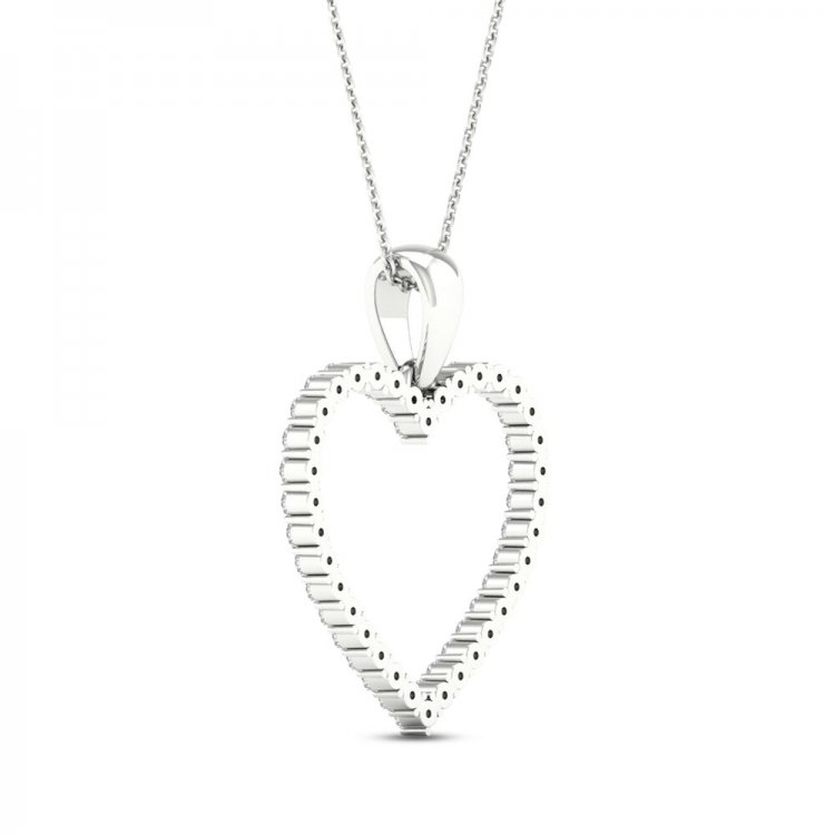 Diamond Heart Necklace 1/4 ct tw Round-Cut 10K White Gold 18