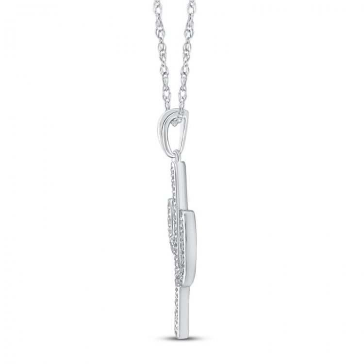 Diamond Cactus Necklace 1/10 ct tw Sterling Silver 18