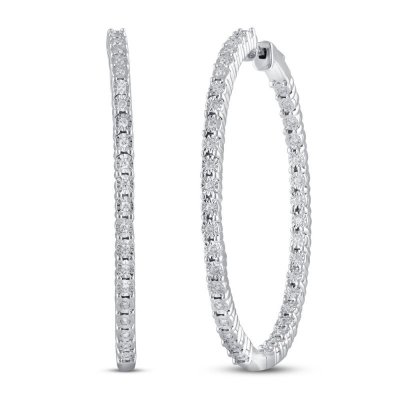 Diamond Hoop Earrings 1/2 ct tw Sterling Silver