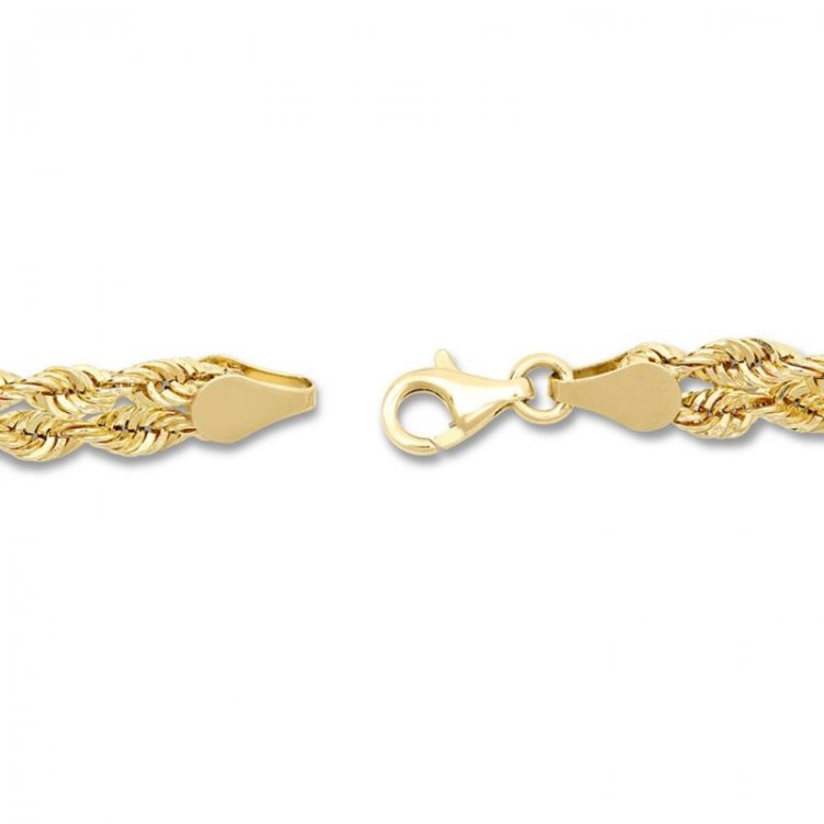 Double Rope Chain Bracelet 10K Yellow Gold 7.5