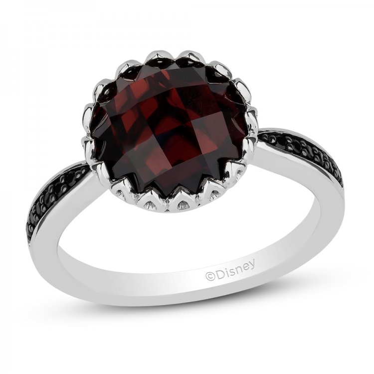 Disney Treasures Alice in Wonderland Red Queen Diamond/Garnet Ring 1/10 ct tw Sterling Silver