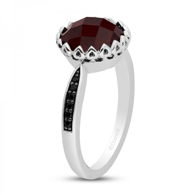 Disney Treasures Alice in Wonderland Red Queen Diamond/Garnet Ring 1/10 ct tw Sterling Silver