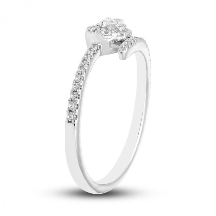 Forever Connected Diamond Ring 1/3 ct tw Pear/Round 10K White Gold