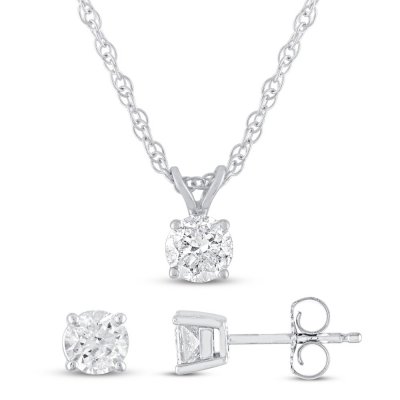 Diamond Boxed Set 1/2 ct tw Sterling Silver