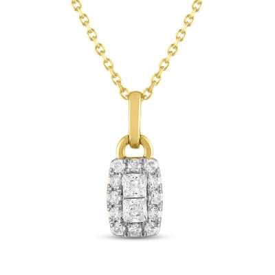 Forever Connected Diamond Necklace 1/3 ct tw Round/Princess 10K Yellow Gold 18