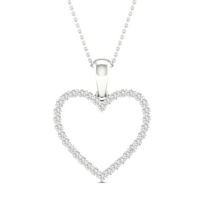 Diamond Heart Necklace 1/5 ct tw Round-Cut Sterling Silver 18