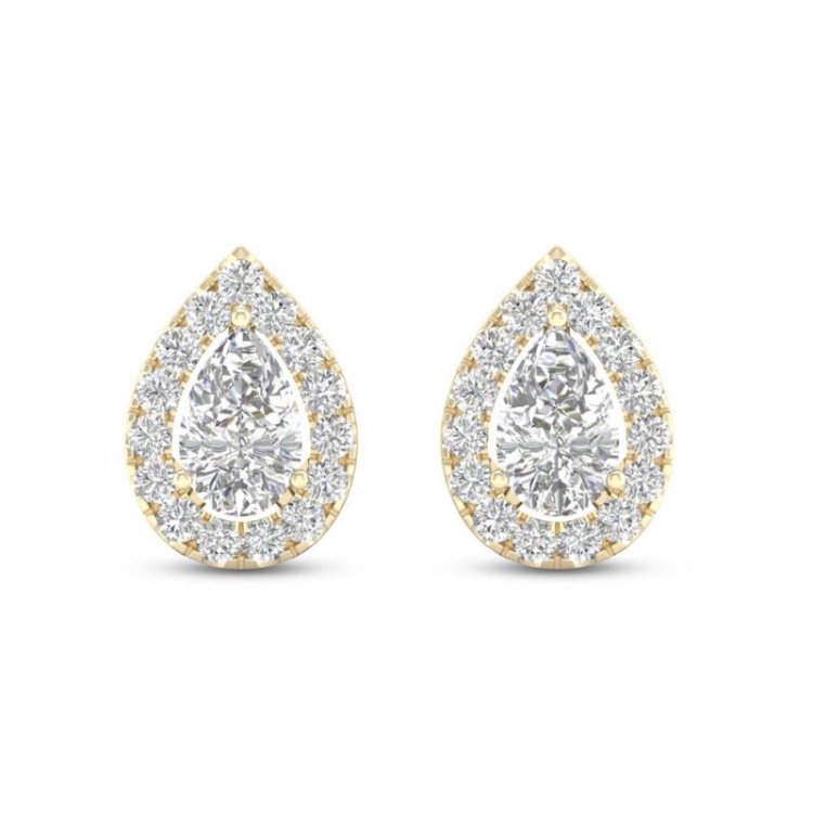 Diamond Pear Earrings 1/3 ct tw Pear/Round-Cut 10K Yellow Gold