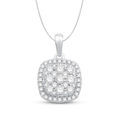 Diamond Necklace 1/2 ct tw Round-Cut 10K White Gold 18