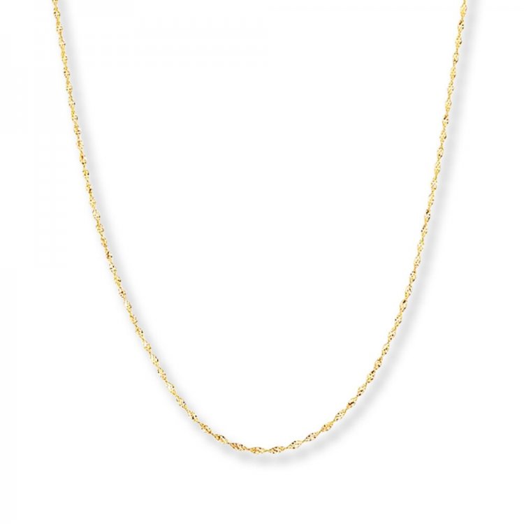 Singapore Chain Necklace 14K Yellow Gold 18" Length