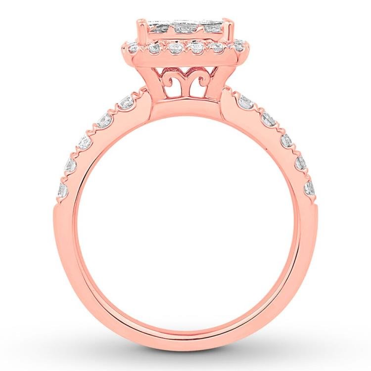 Diamond Engagement Ring 1-1/5 cttw Princess/Round 14K Rose Gold