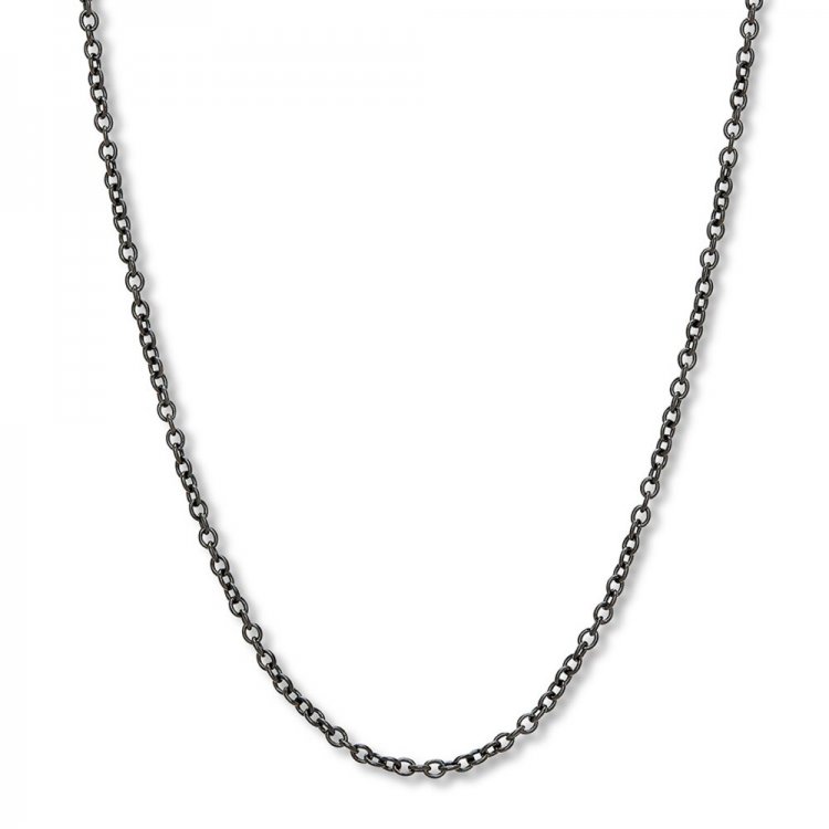 Cable Chain Necklace Black Ion-Plated Stainless Steel 30