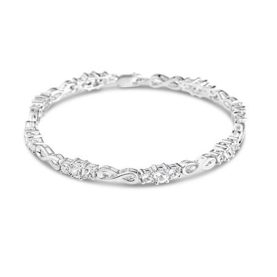 Infinity Bracelet Lab-Created White Sapphires Sterling Silver