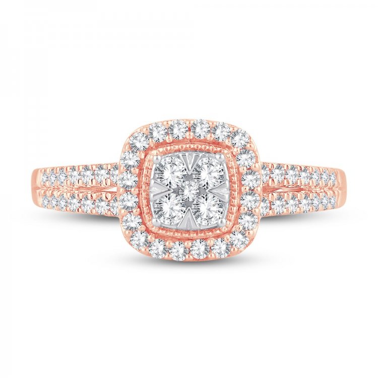 Multi-Diamond Engagement Ring 1/2 ct tw Round-cut 10K Rose Gold