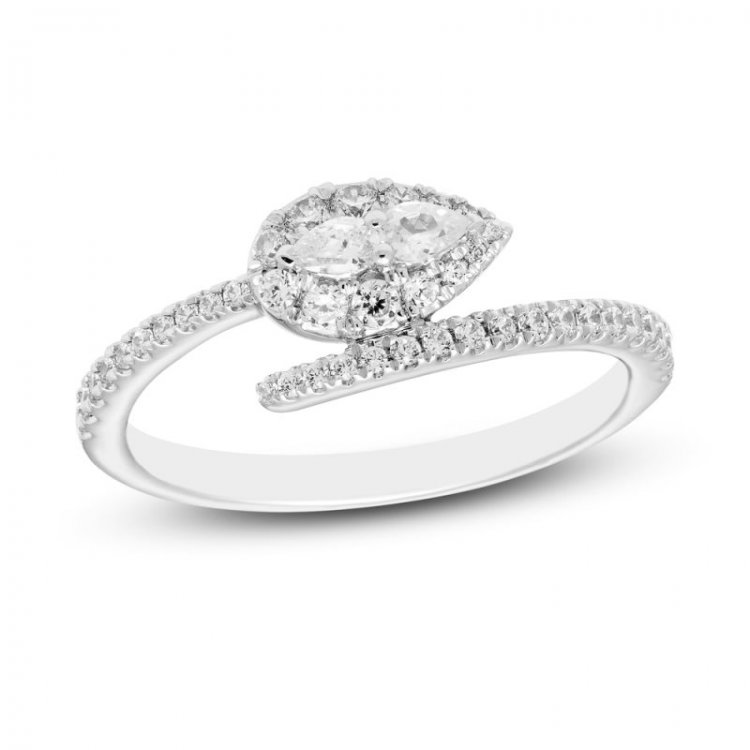 Forever Connected Diamond Ring 1/3 ct tw Pear/Round 10K White Gold