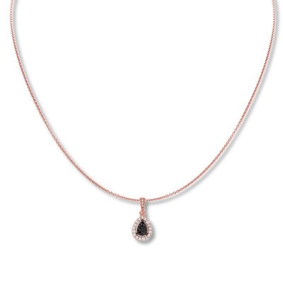 Black  White Diamond Choker Necklace 1/4 ct tw 10K Rose Gold