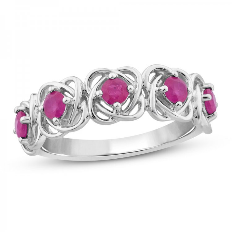 Center of Me Ruby Ring 10K White Gold