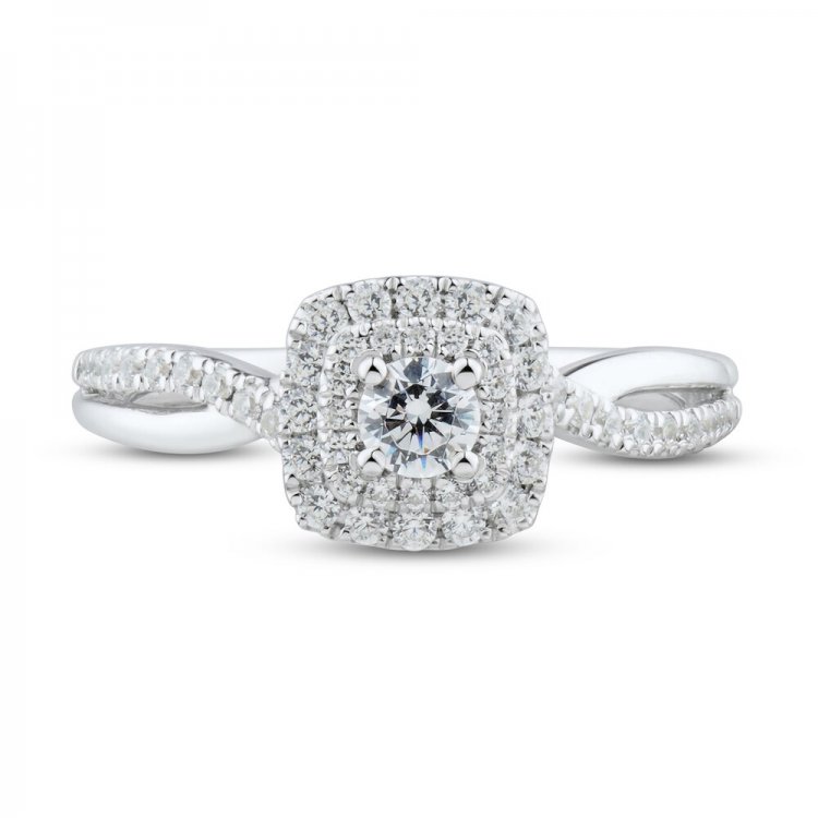 Diamond Engagement Ring 1/2 ct tw Round-cut 14K White Gold