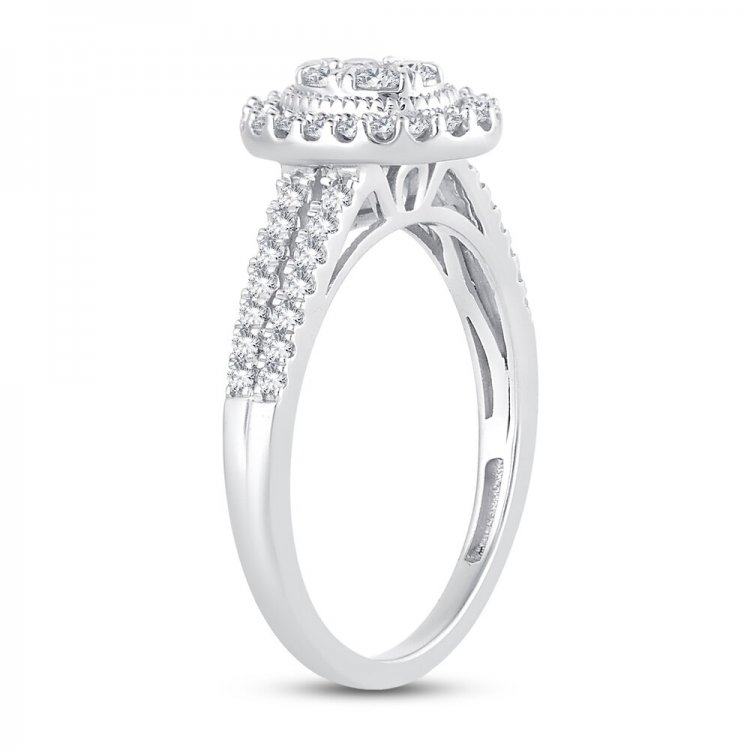 Multi-Diamond Engagement Ring 1/2 ct tw Round-cut 10K White Gold