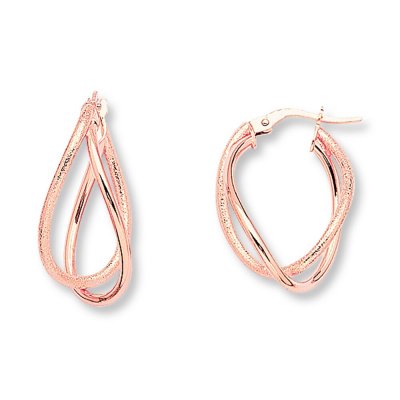 Twisted Hoop Earrings 14K Rose Gold