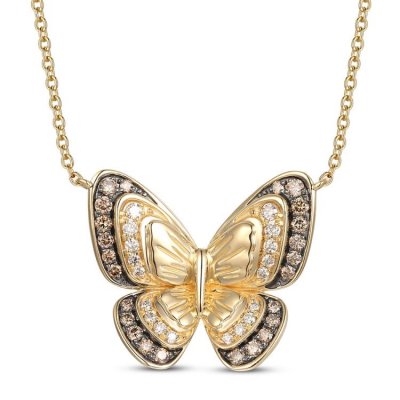 Le Vian Diamond Butterfly Necklace 3/4 ct tw 14K Honey Gold 18