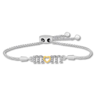 Diamond Mom Bolo Bracelet 1/20 ct tw Sterling Silver/10K Gold