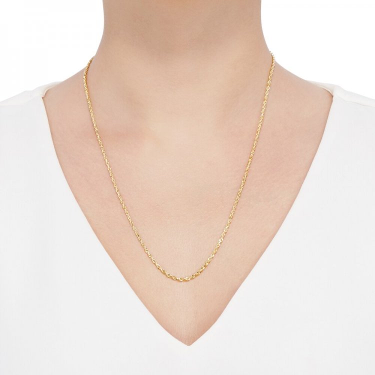 Mens Rope Chain 14K Yellow Gold 22