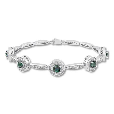 Lab-Created Emerald Bracelet Sterling Silver 7.5"