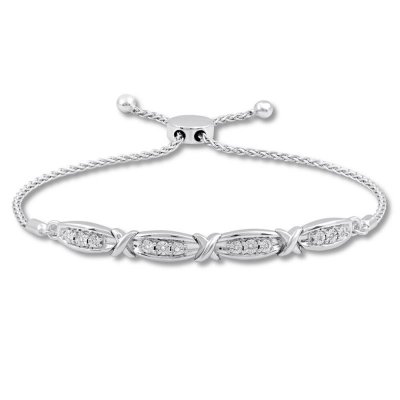 Diamond Bolo Bracelet Sterling Silver