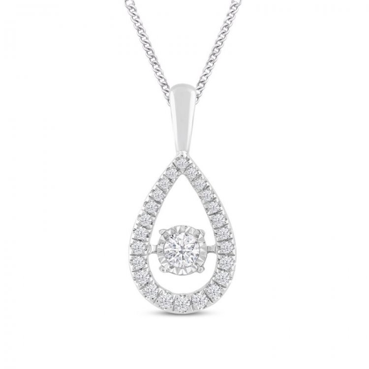 Unstoppable Love Diamond Pear Necklace 1/2 ct tw Round-cut 10K White Gold 19