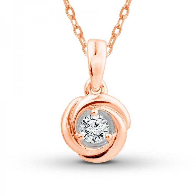 Center of Me Diamond Necklace 1/10 ct tw 10K Rose Gold 18