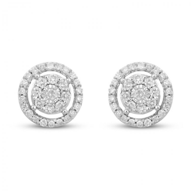 Diamond Stud Earrings 1/2 ct tw 10K White Gold