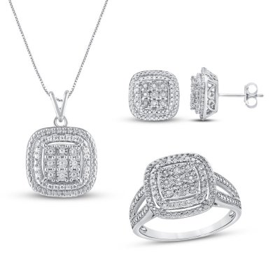 Diamond Boxed Set 1/4 ct tw Sterling Silver