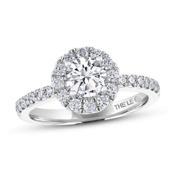 Leo Engagement Ring 1-1/8 ct tw Round-cut 14K White Gold