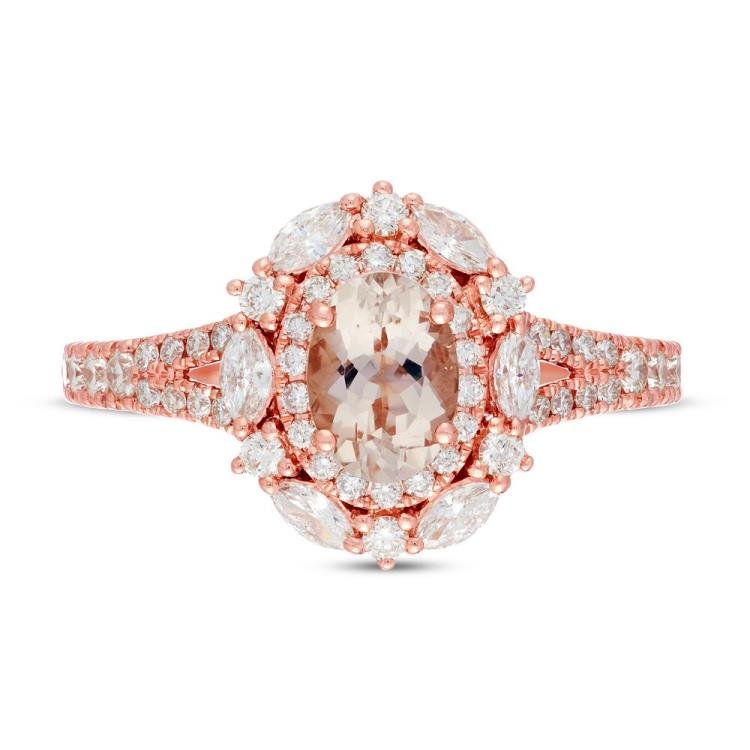 Neil Lane Morganite Engagement Ring 3/4 ct tw Diamonds 14K Rose Gold