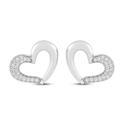 Diamond Heart Earrings 1/10 ct tw Sterling Silver