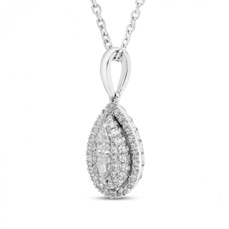 Forever Connected Diamond Necklace 1/5 ct tw Round/Pear Sterling Silver 18