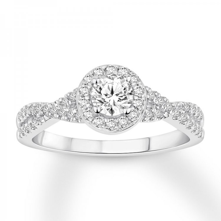 Diamond Engagement Ring 5/8 ct tw Round-cut 14K White Gold